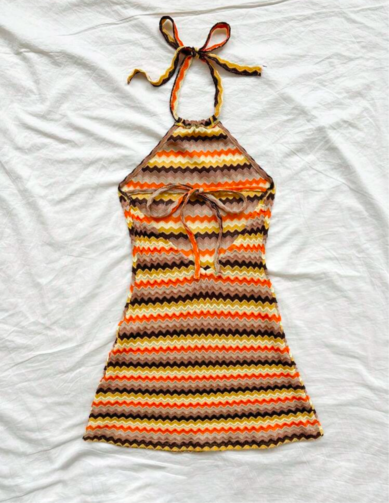 Vestido de textura con cuello Halter multicolor